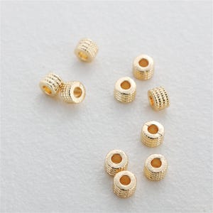 14K Gold Plated Pony Bead, Spiral Tube Bead, Cylinder Tube Bead, Shiny Bead, Bracelet Spacer, Vibrant Bead, Craft Bead, Boho Bead 4*3mm