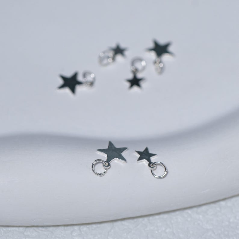 20 dijes de estrella de plata de ley, lámina de estrella brillante de 5 x 4 mm, joyería al por mayor imagen 3