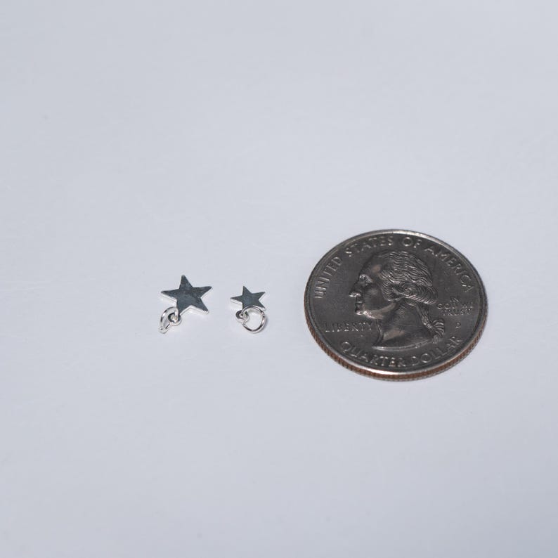 20 dijes de estrella de plata de ley, lámina de estrella brillante de 5 x 4 mm, joyería al por mayor imagen 2