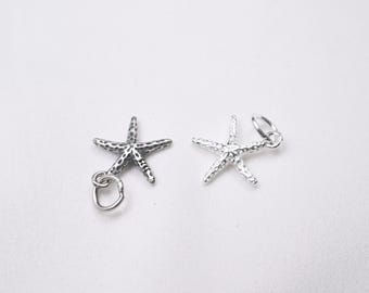 Colgante con dije de estrella de mar de plata esterlina, joyería costera