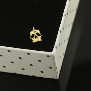 Sterling Silver Skull Charm Pendant, Skeleton Bracelet, Pirate Necklace, Gothic Earring, Small Charm, Crossbones Jewelry, Halloween Charm
