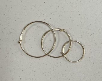 14K Gold Filled Beading Hoops, Gold Filled Hoop Earring, Earring Component, Round Ear Wire Hoop, Earring Hoop Findings For Jewelry Making