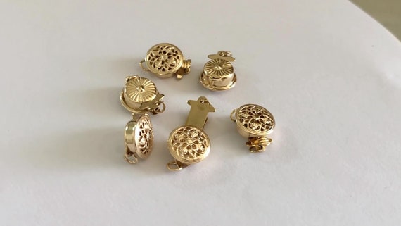 14K Yellow Gold Filled Beads Silica Clasp Slider Connectors Bails Charms  Finding