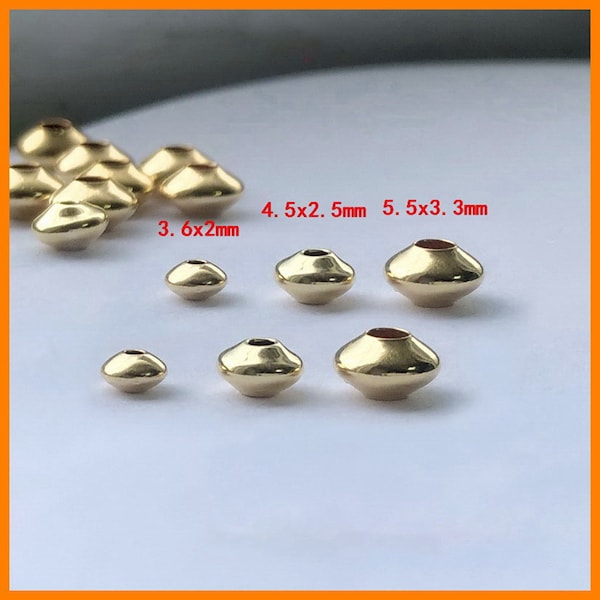 14K Gold Filled Saucer Beads, Gold Filled UFO Beads, Saucer Spacer Beads, Bulk Beads, Bracelet Bead, Necklace Bead, Spacer Bead 3.6mm 5.5mm