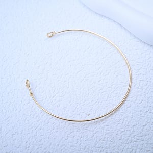 14K Gold Tone Round Cuff Bracelet, Gold Tone Bangle Bracelet, Adjustable Bracelet w/ Open Loop, Smooth Bangle, Jewelry Making supplies