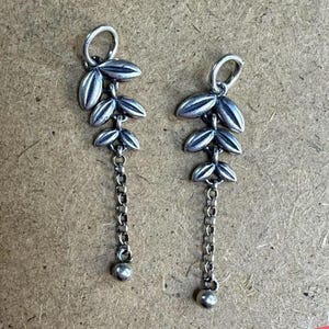 925 Sterling Silver Wheat Tassel Charms w/ ball bead end, Rolo Chain Tassel Charm, Earring Silver Charm, Sterling Silver Tassel Pendant