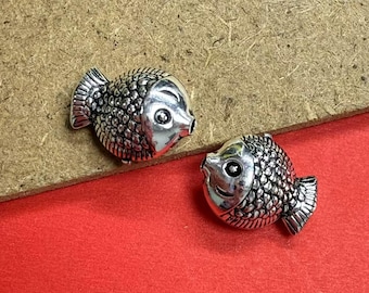 Sterling Silver Fish Beads, Ocean Sea Life Spacer Bead