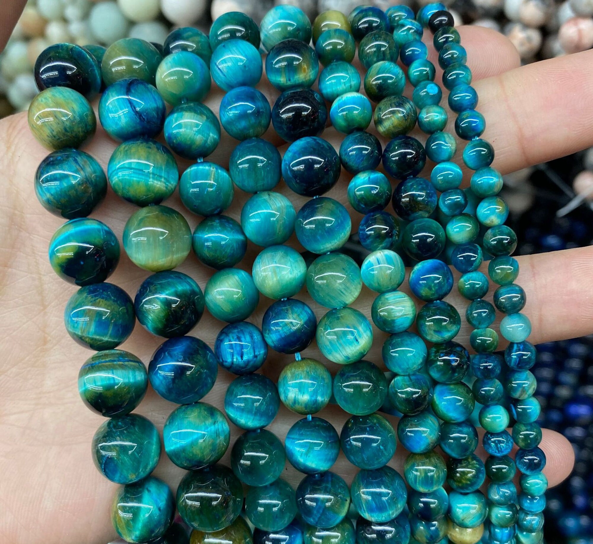 Blue Tiger Eye Gemstone Beads. 6mm 8mm 10mm 12mm Round Beads . Etsy New Zealand