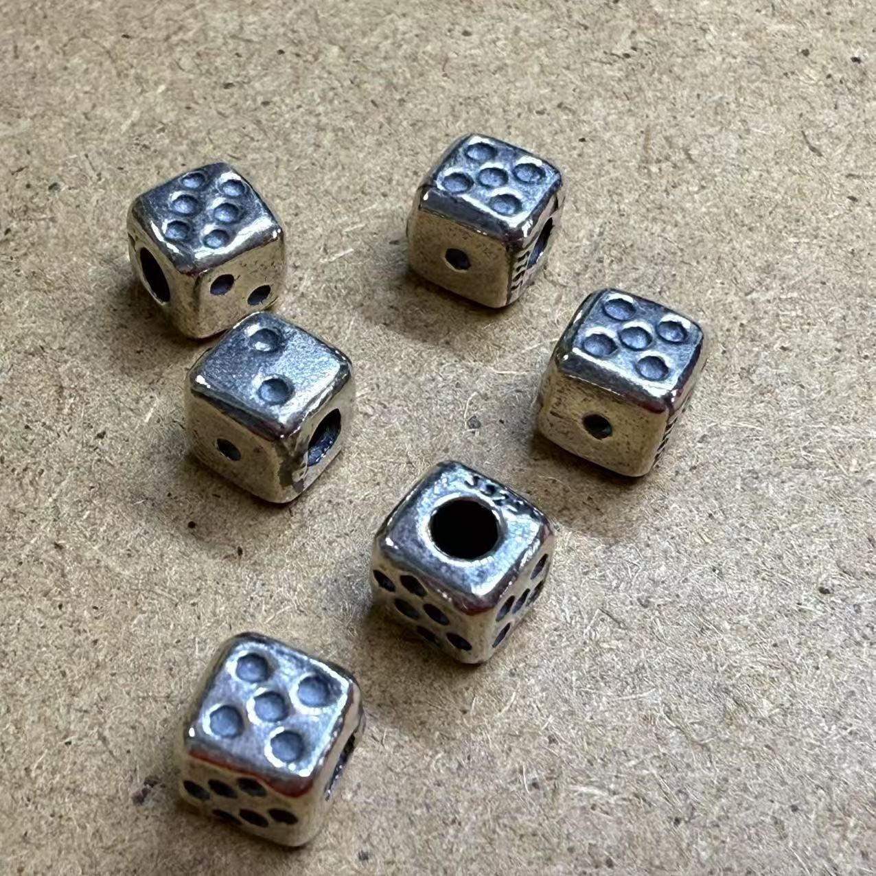 Sterling Silver Dice Beads, Cube Beads, Gamble Beads, Playing Beads, Game Bead, Dice Bracelet Spacer, Craps Bead, Wager Bead, Casino Bead