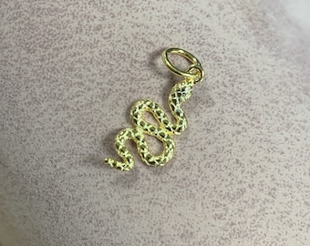 Sterling Silver Snake Charm, Reptile Pendant, Cobra, Serpent