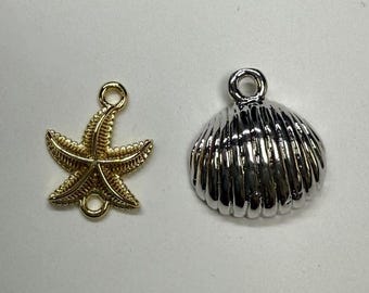 Gold Plated Sea Horse Charm, Ocean Jewelry Making Supplies