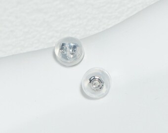 14K Gold Plated Earring Nuts, Silver Silicone Ear Backs (5.3*4mm)