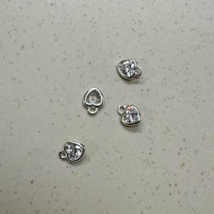 Sterling Silver CZ Zircon Heart Charm Pendant, Sweetheart Bracelet, Valentine Necklace, Love Earring, Romantic Jewelry, Friendship Charm