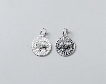 Sterling Silber Elefant Charm Anhänger, Safari Tier Schmuck