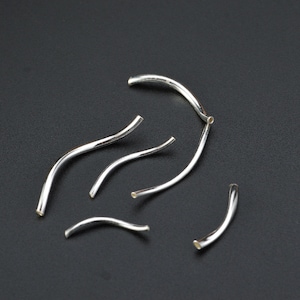 Sterling Silver Twisted Tube Beads, Curve Tube Bead, Shiny Curve Tube Bead, Bracelet Spacer, Plain Tube Bead, Tube Bead 20mm 25mm 30mm 35mm