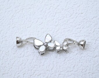 14K Gold Plated Brass Butterfly Connector, Leather Cord Clasp
