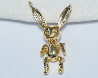 Colgante de conejo chapado en oro de 14 quilates, de latón y cobre (16 x 27 mm)