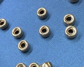 14K Gold Filled Pony Beads, Gold Filled Wheel Beads, Bracelet Beads, Spacer Beads, Flat Abacus Beads, Round Glossy Rondelle Beads