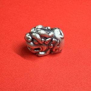 Sterling Silver Vintage Pixiu Beads, Kylin Bead, Feng Shui Bead, Wealthy beast Bead, Fortune Bead,Bracelet Spacer, Animal Bead,Mythical Bead