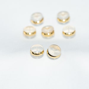 18K Gold Plated Earring Backs, Silicone Rubber, 6mm 7mm