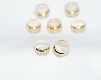 Cierres para pendientes chapados en oro de 18 quilates, de caucho de silicona, 6 mm x 7 mm