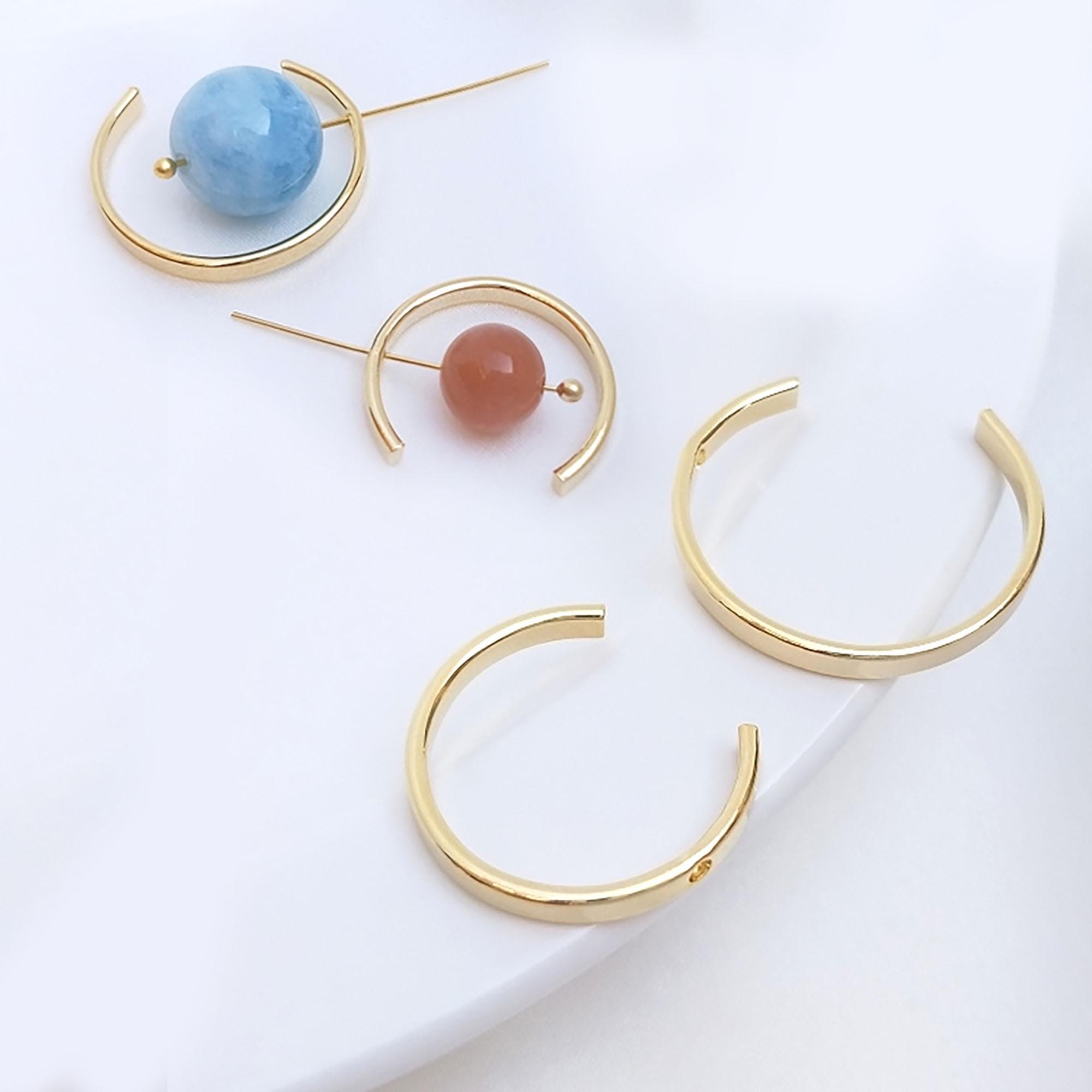 10pcs 14K Gold Plated Bead Frames , Gold Tone Bead C Shape Frames for Bracelet Necklace Bead 20mm 23mm