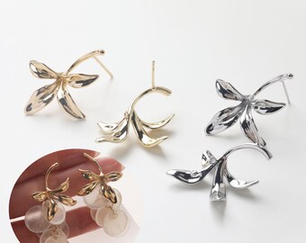 14K Vergoldete Blumen Ohrring Beiträge, Blatt Ohrring Stecker