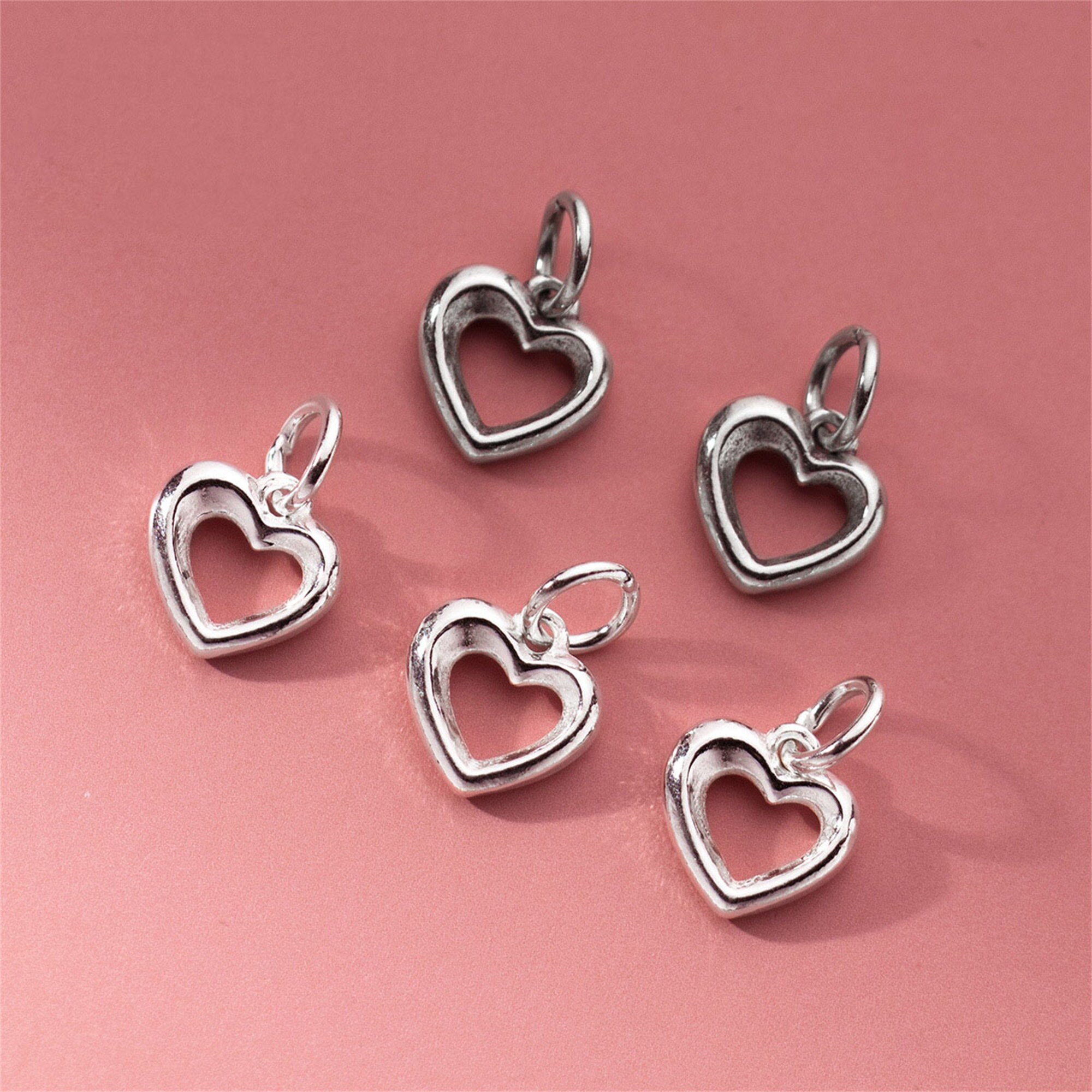 80pcs Charms 13x9mm Hollow Heart Charms For Jewelry Making DIY