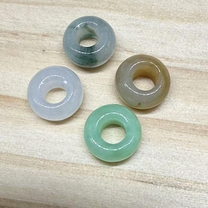 8x3mm Jade Gemstone Donut Beads, Green Jade Bead, Rondelle Beads, Large Hole Beads, Healing Stone Bead, Natural Stone, Earring Pendant