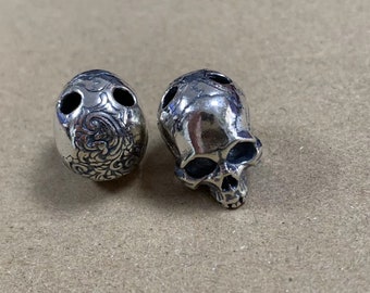 Sterling Silver Skeleton Bead, Spacer Beads, 925 Silver Skull Spacer Bead, Bracelet Bead, Necklace Bead, Punk Skull Spacer