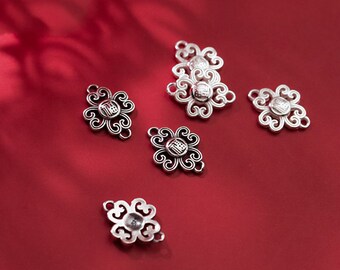 Sterling Silver Clover Charm Pendant, Blessing Necklace, Lucky Bracelet
