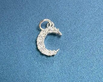 Sterling Silber CZ Halbmond Mond Charm, himmlischen Anhänger
