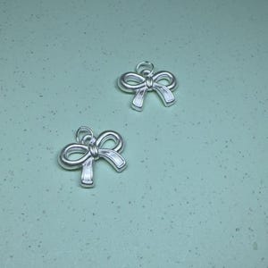 Sterling Silver Bow Charm Pendant, Ribbon Bracelet, Bowtie Necklace, Girly Earring, Small Charm, Bowknot Jewelry, Butterfly Bow Charm