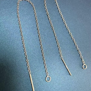 Sterling Silver Cable Chain Earring Threader w/ Closed Jump Ring, 925 Silver Ear Wire Threader, Tarnish Free Ear Threader 70mm 90mm 110mm