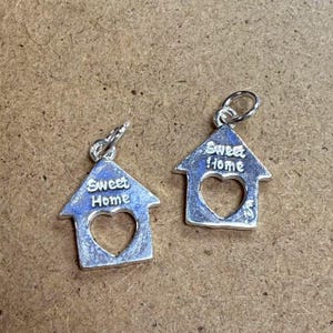 Sterling Silver Love Small House Charm, 925 Silver Home Charm for Jewelry Making Supplies, Family House Charm, Earring Charms DIY