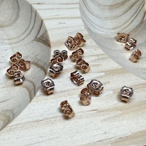 Écrous d'oreilles en or rose 14 carats, fonds de boucles d'oreilles, pièces brutes en gros