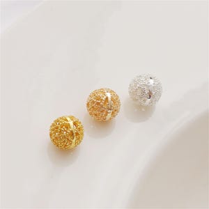 14K Gold Plated Brass Hollow Round Beads, Gold Tone Ball Bead, Pony Bead, Boho Bead, Vibrant Bead, Tribal Bead, Bracelet Spacer, Ethnic Bead