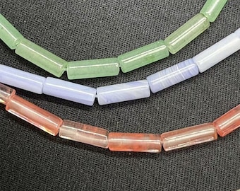 Optimized Stone Cylinder Tube Beads, Crystal/ Quartz / Blue Sandstone/ Agate/ Opal/ Jade Bead for Jewelry Making Supplies, Full Strand