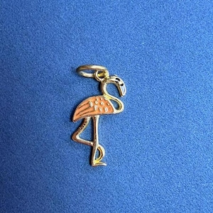 Sterling Silver CZ Flamingo Charm Pendant, Bird Bracelet, Zoo Necklace, Wildlife Earring, Small Charm, Tropical Jewelry, Animal Charm