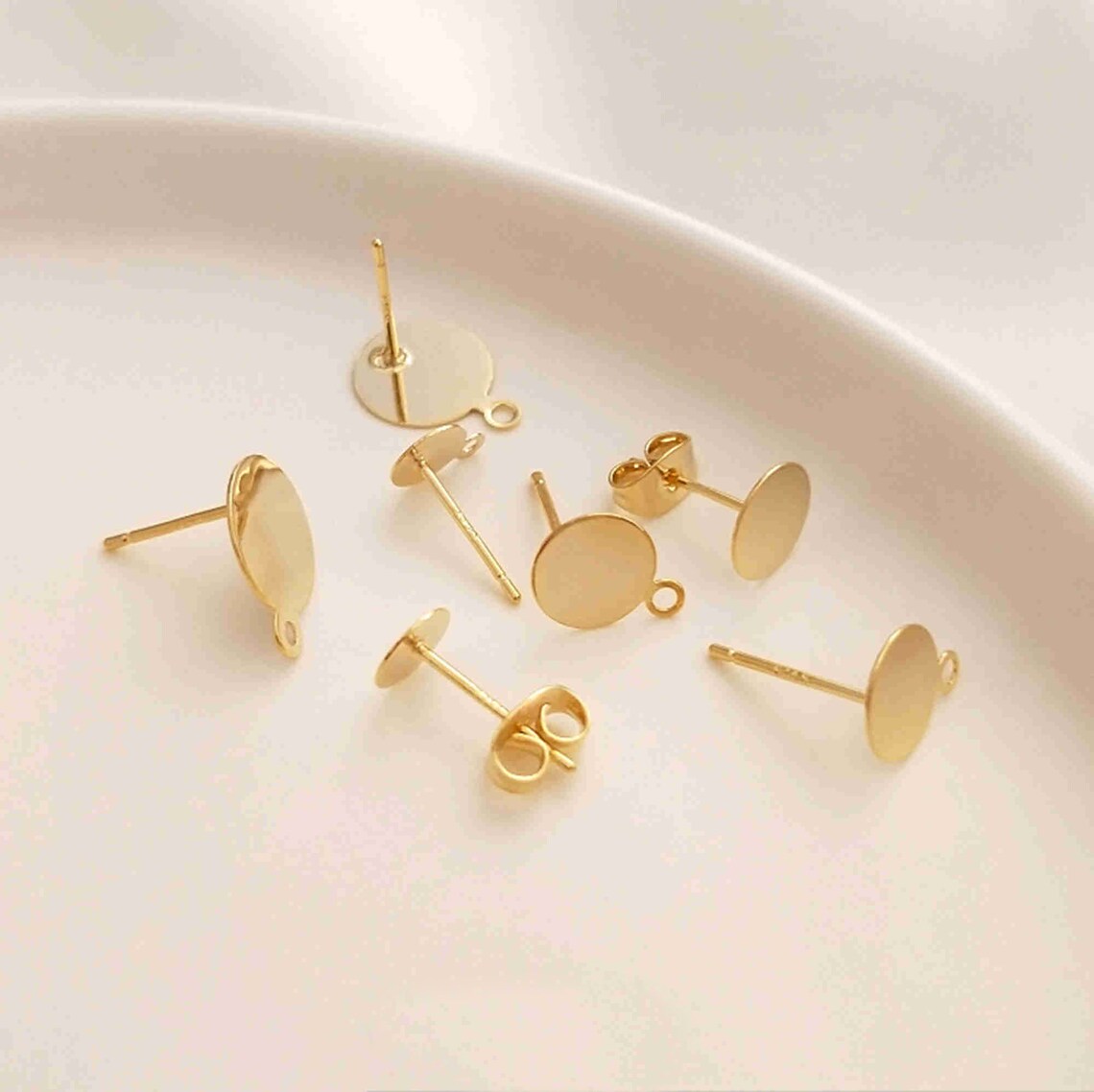 2/10pairs 14K Gold Plated Earring Posts w/ Flat Back 6mm 8mm Etsy