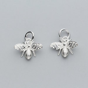 Sterling Silver Bee Charm, s925 Silver Animal Charms For Jewelry Making Supplies, Bracelet Charm, Earring Charm DIY image 2