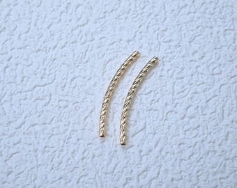 Cuenta tubular chapada en oro de 14 quilates, espaciador facetado cortado, joyería DIY