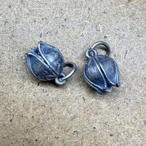 Sterling Silver Flower Bud charm, s925 Silver Flower Bud Charms, Small Floral Earring Charms, Jewelry Making Supplies, Bracelet Charms DIY
