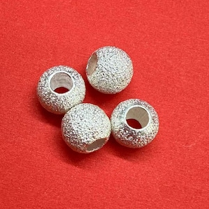 Cuentas redondas de polvo de estrellas de plata esterlina, cuentas redondas mate, cuentas redondas de satén de plata 925, suministros para abalorios de 3 mm, 4 mm, 5 mm, 6 mm, 7 mm y 8 mm