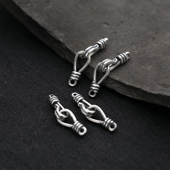 Sterling Silver Hook and Eye Clasps, 925 Silver Thicken Hook Clasps, Matt  Hook and Eye Connector, Clasp Connector for Necklace -  Denmark