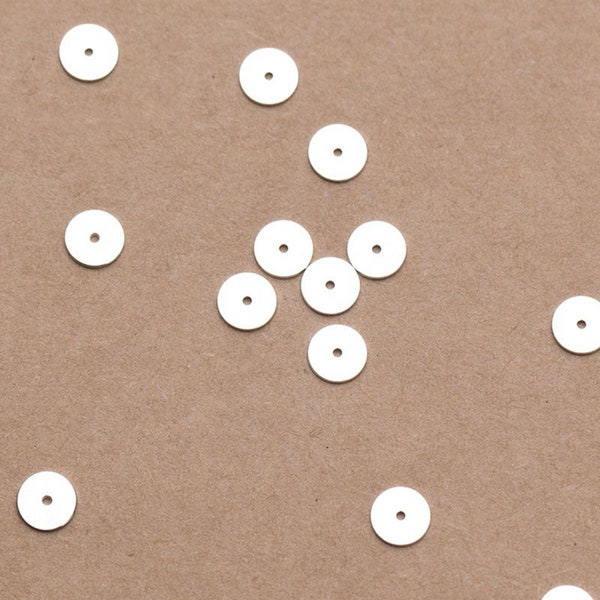 10pcs Sterling Silver Round Disc Bead, Disc Spacer Beads, Greek Bead, Bracelet Bead, Necklace Bead, Blank Disc Spacer 6mm