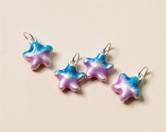 Sterling Silver Enamel Starfish Charm, Ocean Jewelry