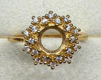 Sterling Silver Snowflake Halo Ring Setting, DIY Solitaire, 5-8mm