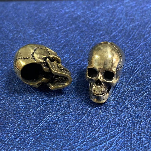 Perle de gourou de crâne plaquée or, perles d’espacement, perle d’espacement de crâne en cuivre, perle de bracelet, perle de collier, espaceur de squelette 3 styles de trous