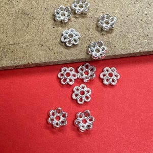 Sterling Silver Flower Bead Caps, 6mm Bead Caps, s925 Silver Floral Bead Caps For Jewelry Making Supplies, Bulk Spacer Beads Caps